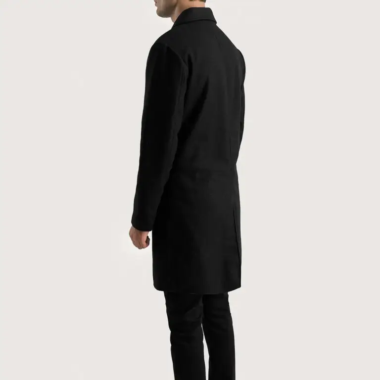 Mens Petrillo Black Wool Single Breasted Coat Tilted Back-8-1700233764369